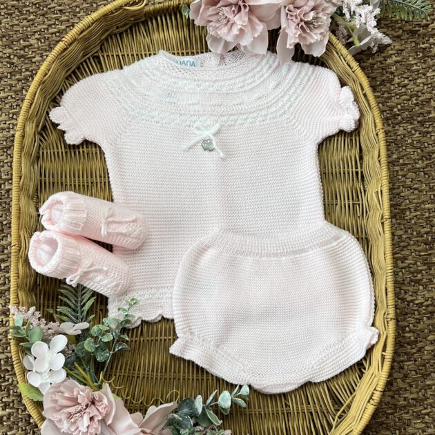 Completo neonata rosa corto con babbucce | Estivo | 26064