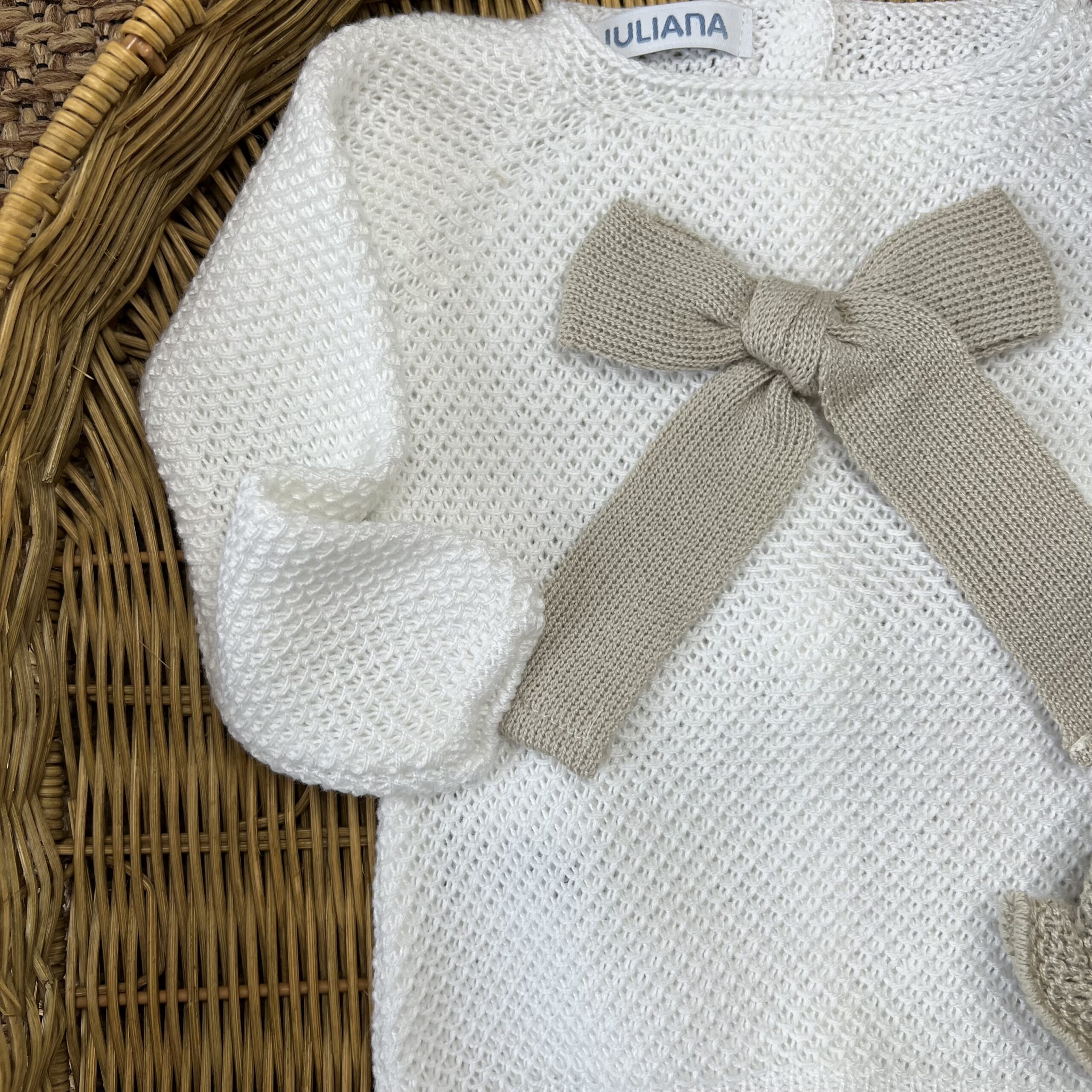 Coprifasce neonata con fiocco centrale e cuffietta | Estivo | 26035 - immagine 4