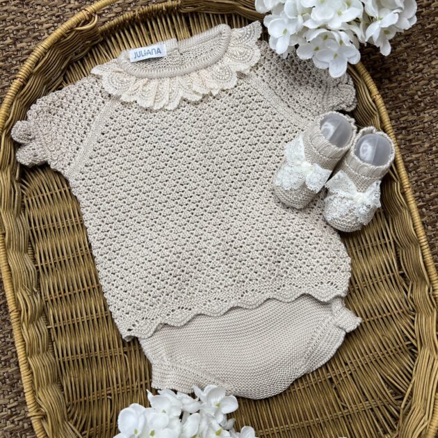 Completo neonata crema con babbucce | Estivo | 26059