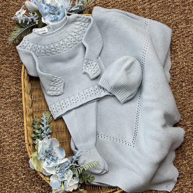 Coordinato nascita neonato celeste con Coprifasce e cappellino | Estivo | 26015