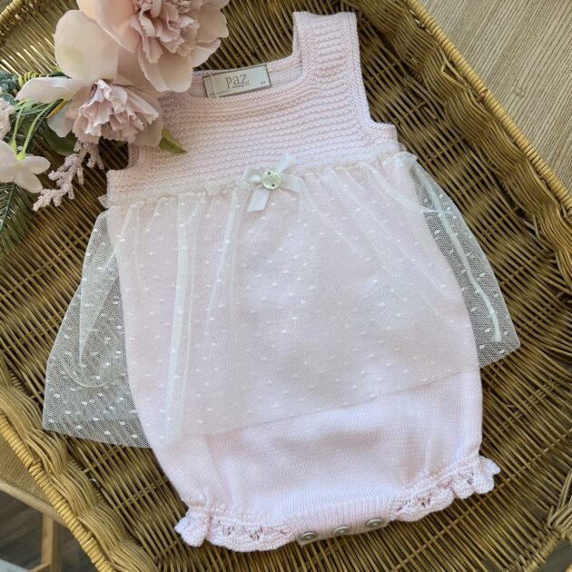 Pagliaccetto neonata con tulle | Filo di cotone | 020-123499