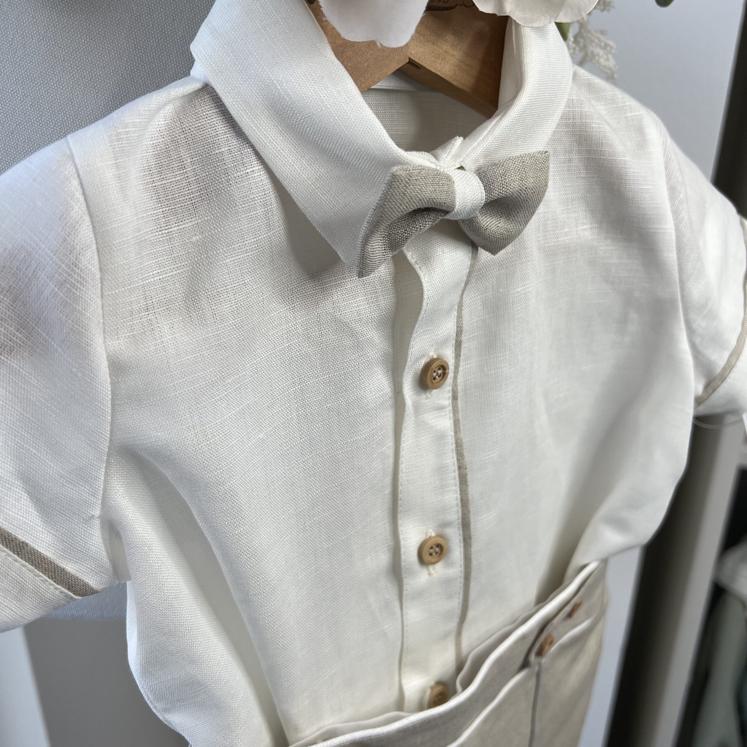 Completo battesimo bimbo in lino crema | 1/6500 - immagine 2