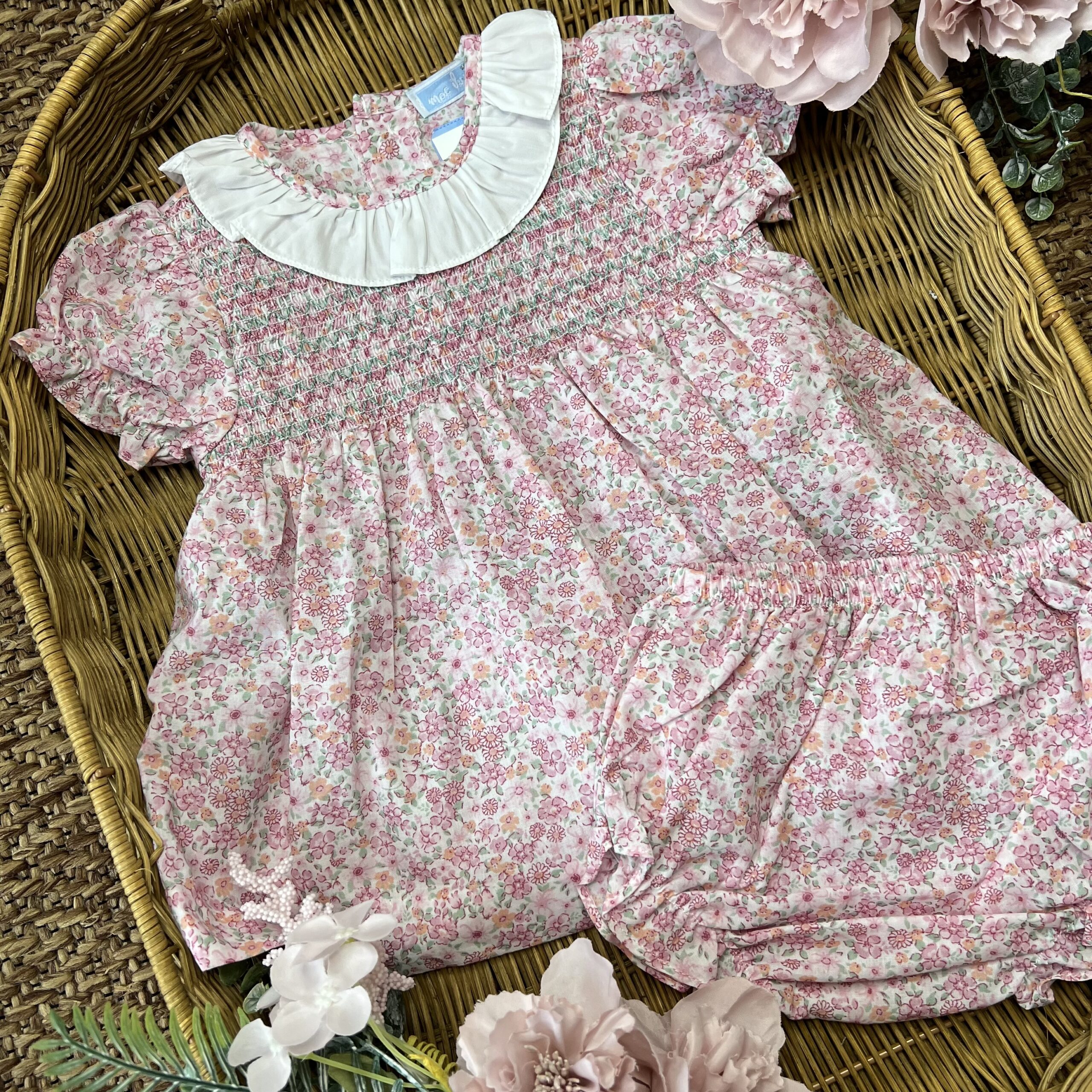 Pagliaccetto bimba liberty con punto smok e coulotte | MI - immagine 4