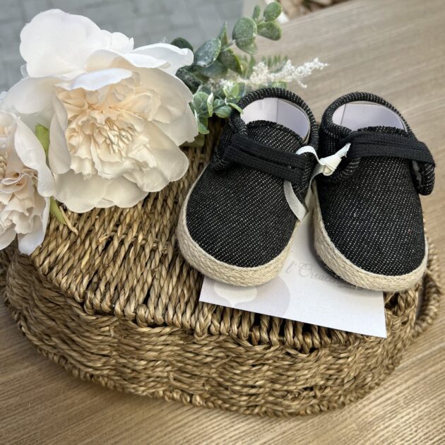 Scarpa neonato in tela con corda | 3G308