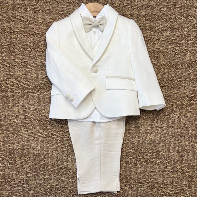 Completo Battesimo bimbo con giacca panna e beige | 220