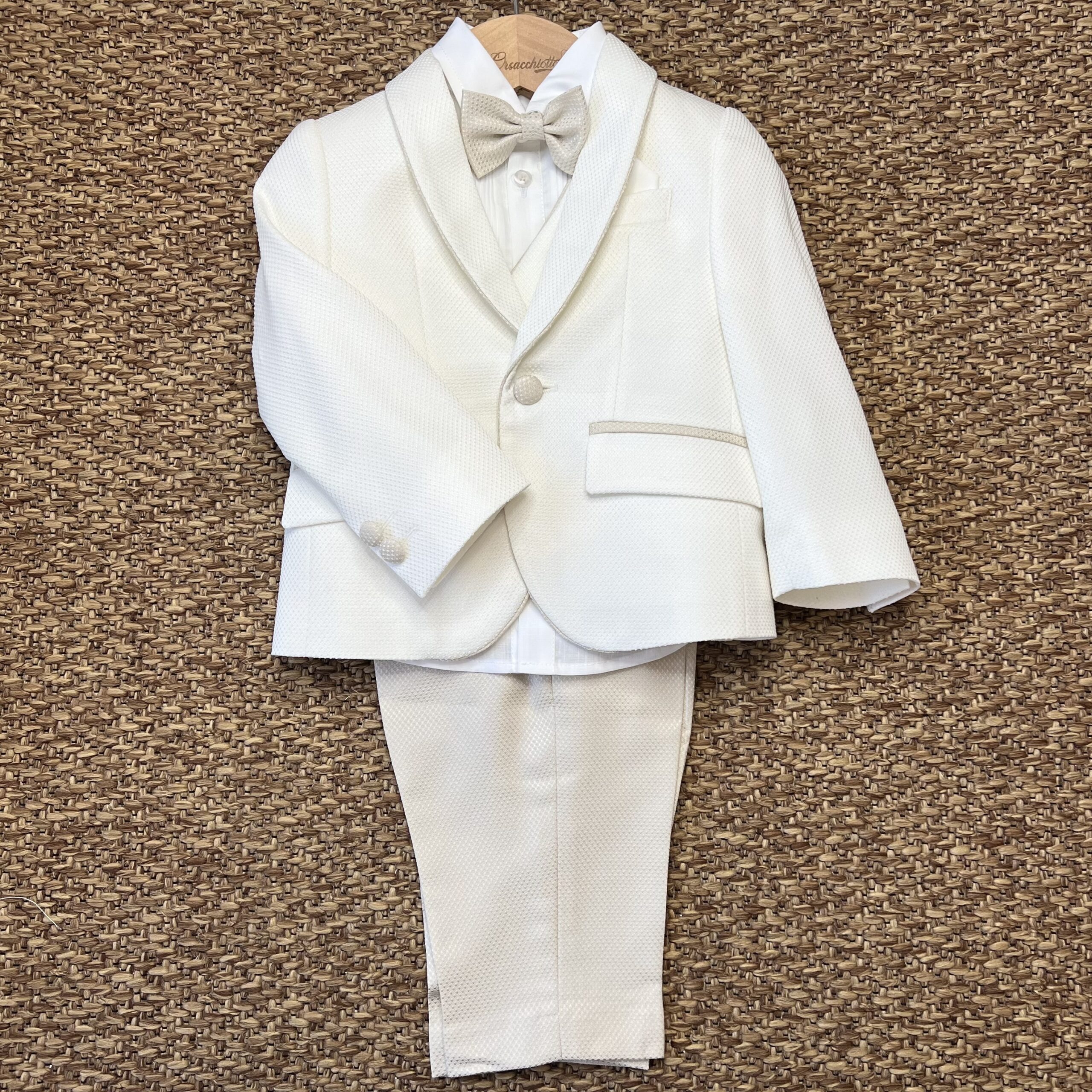 Completo Battesimo bimbo con giacca panna e beige | 220