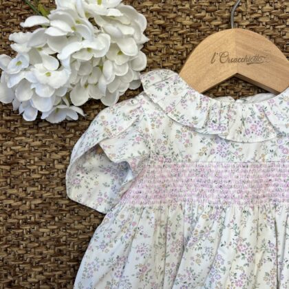 Abito bimba a fiori con punto smok glicine | 285 | DK