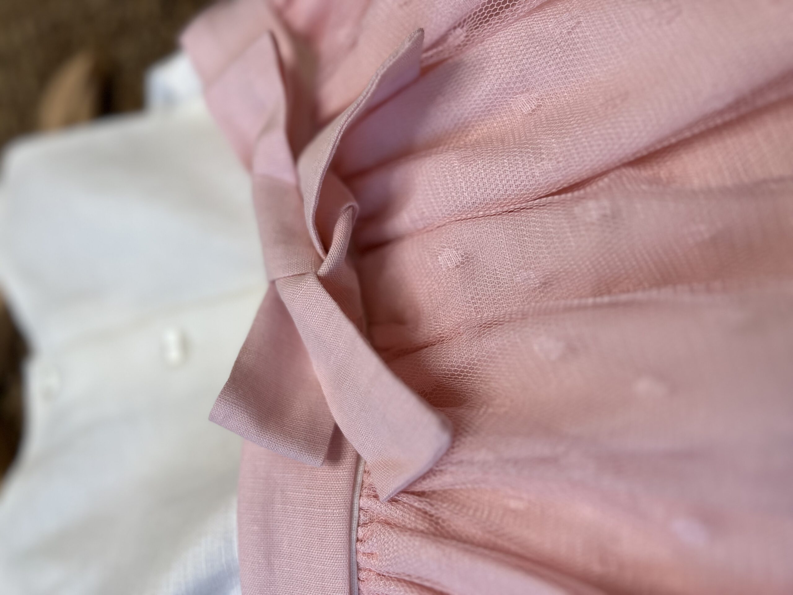 Abito elegante bimba in lino e tulle rosa | 3G718 | MB - immagine 6