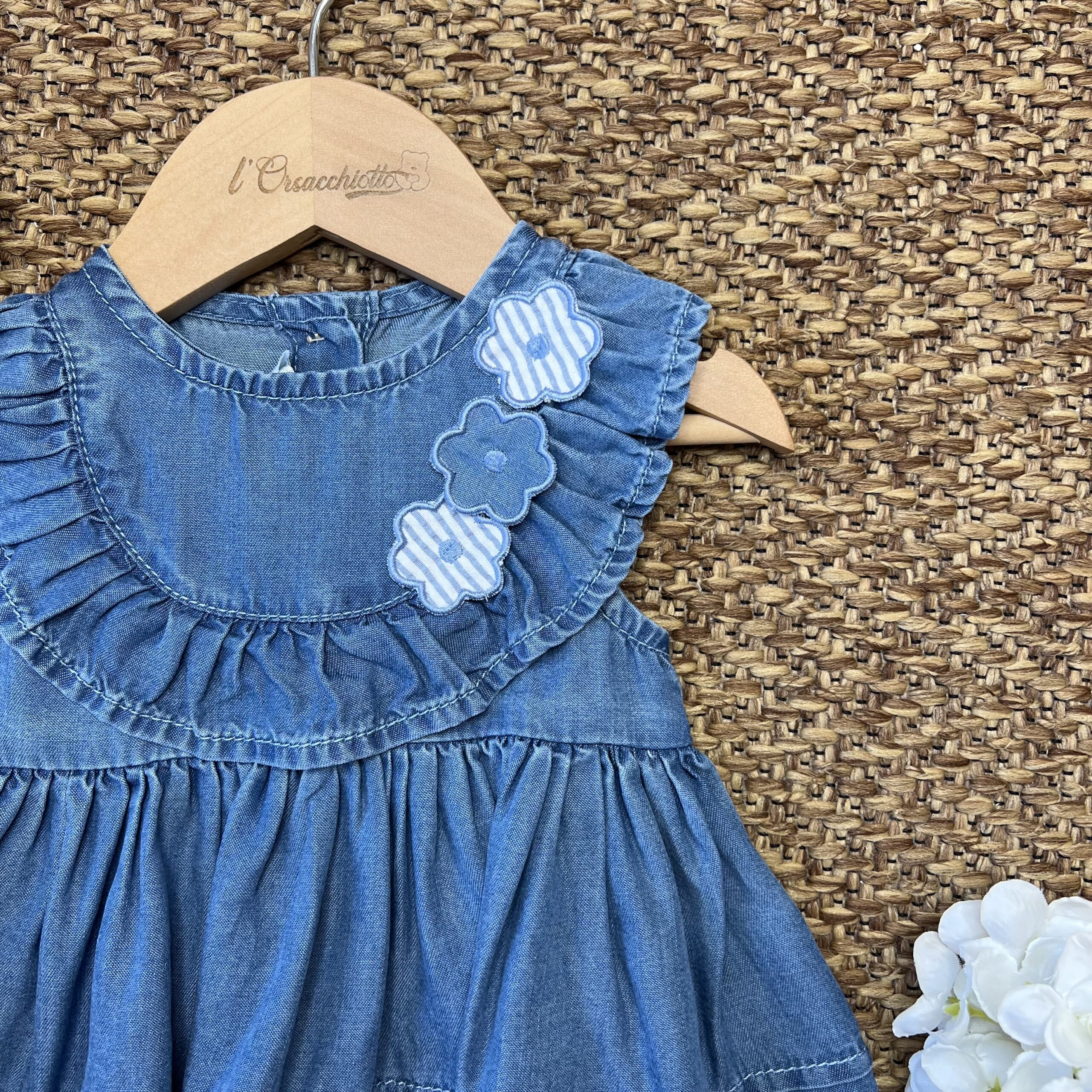 Abito bimba in jeans con fiori | 3G716 | MB - immagine 3