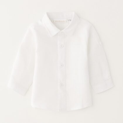Camicia bimbo m/L in lino bianca 3G602
