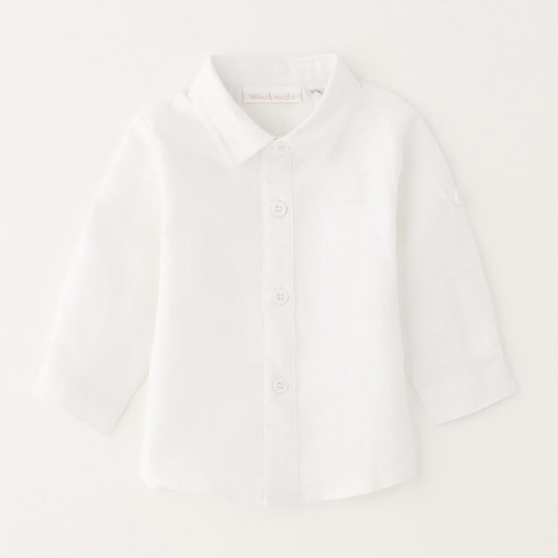 Camicia bimbo m/L in lino bianca 3G602