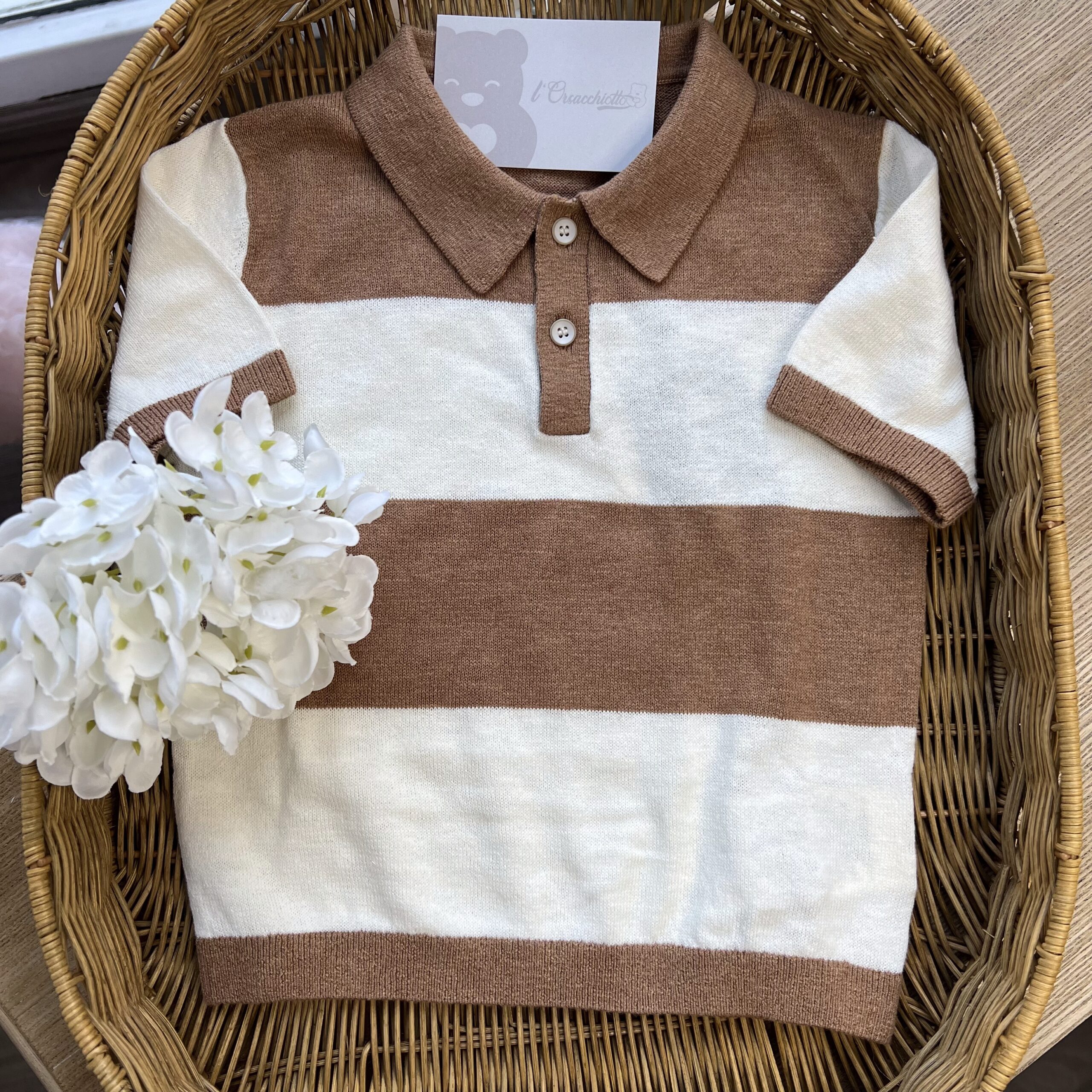 Maglia polo bimbo Bianca e biscotto | 0G102