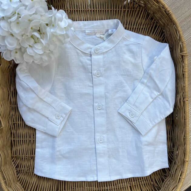 Camicia bimbo coreana Lino bianca 3G603