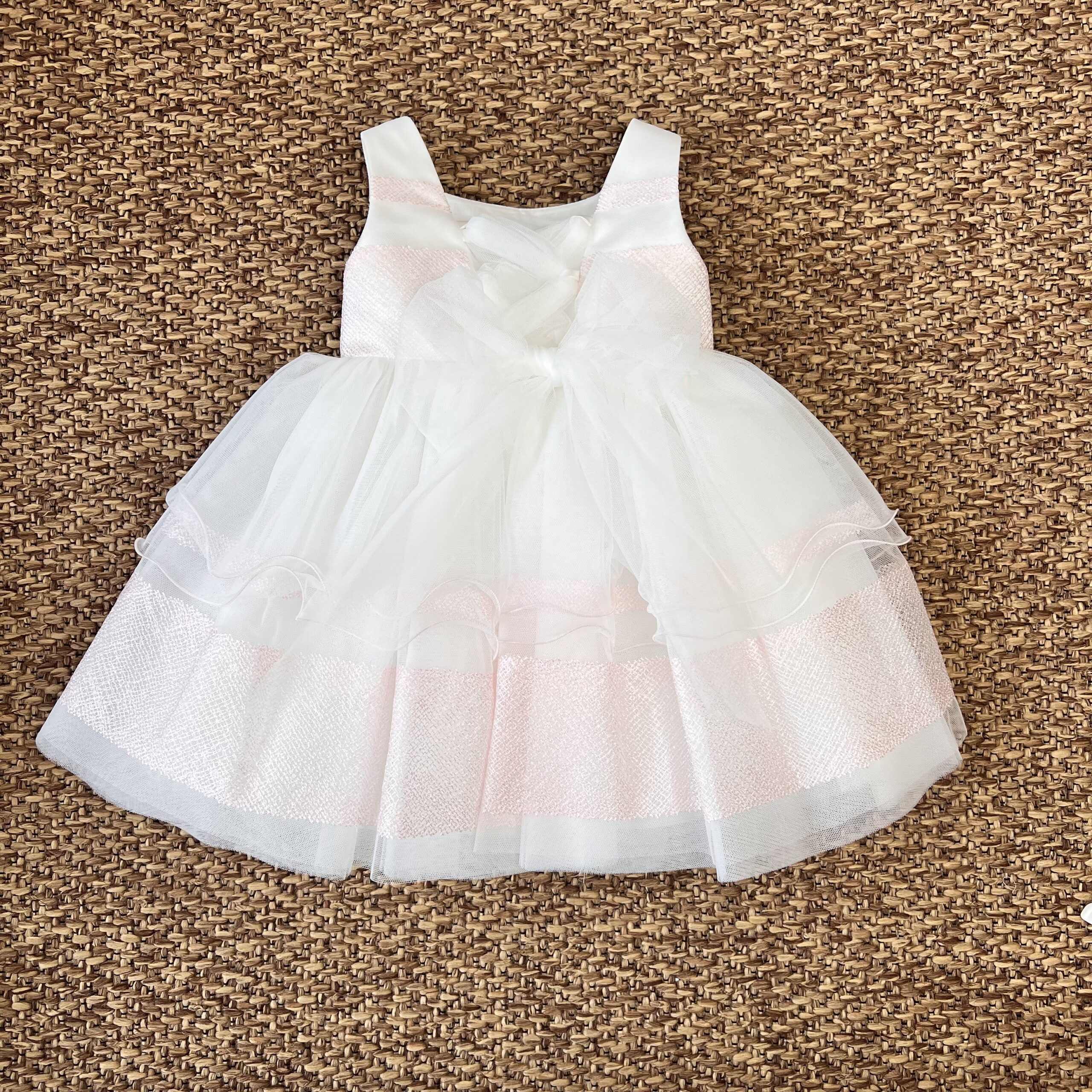 Abito battesimo bimba bianco e rosa in tulle 4973 - immagine 5