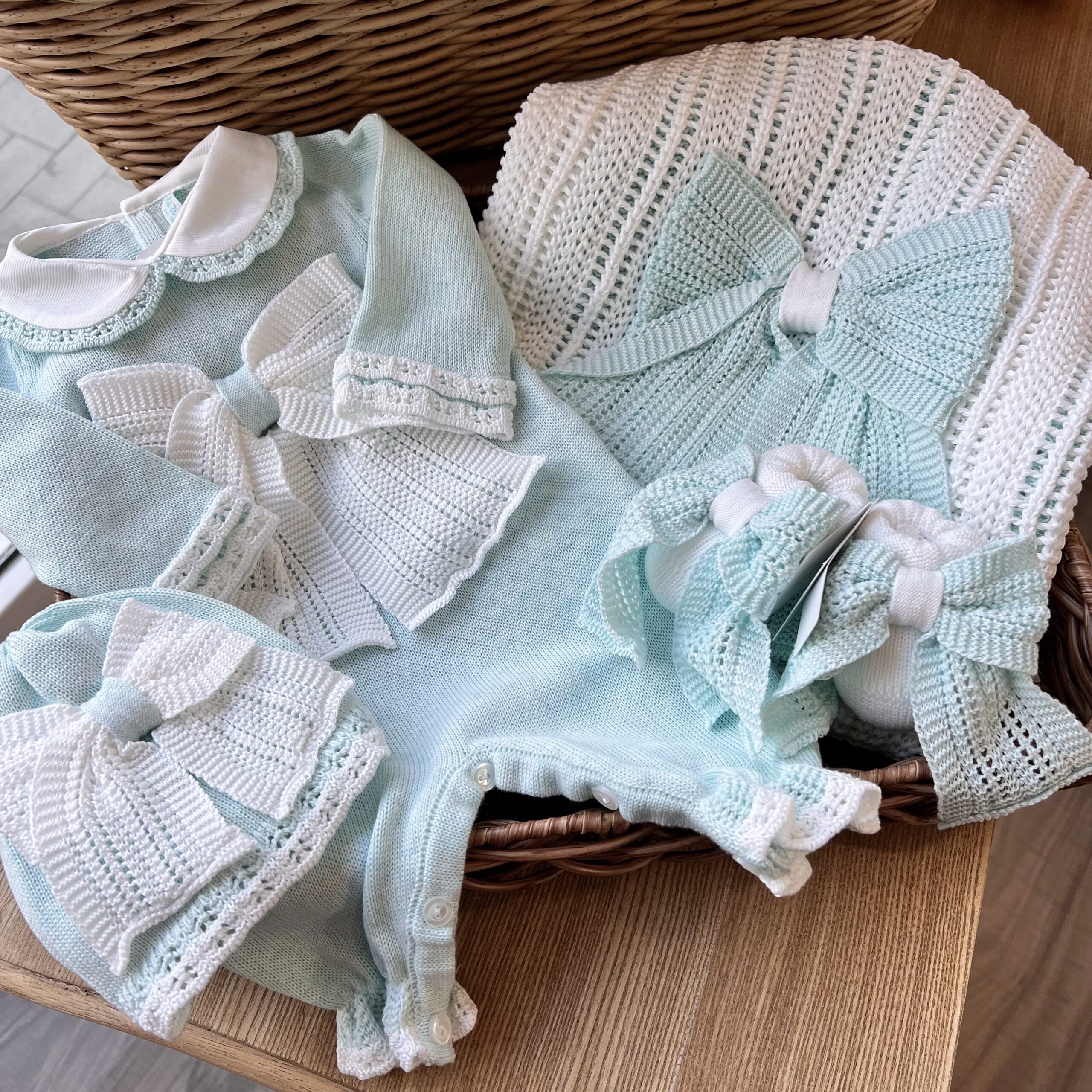 Coordinato nascita neonata Verde Fiocco | Filo di cotone T17L-18 - immagine 2