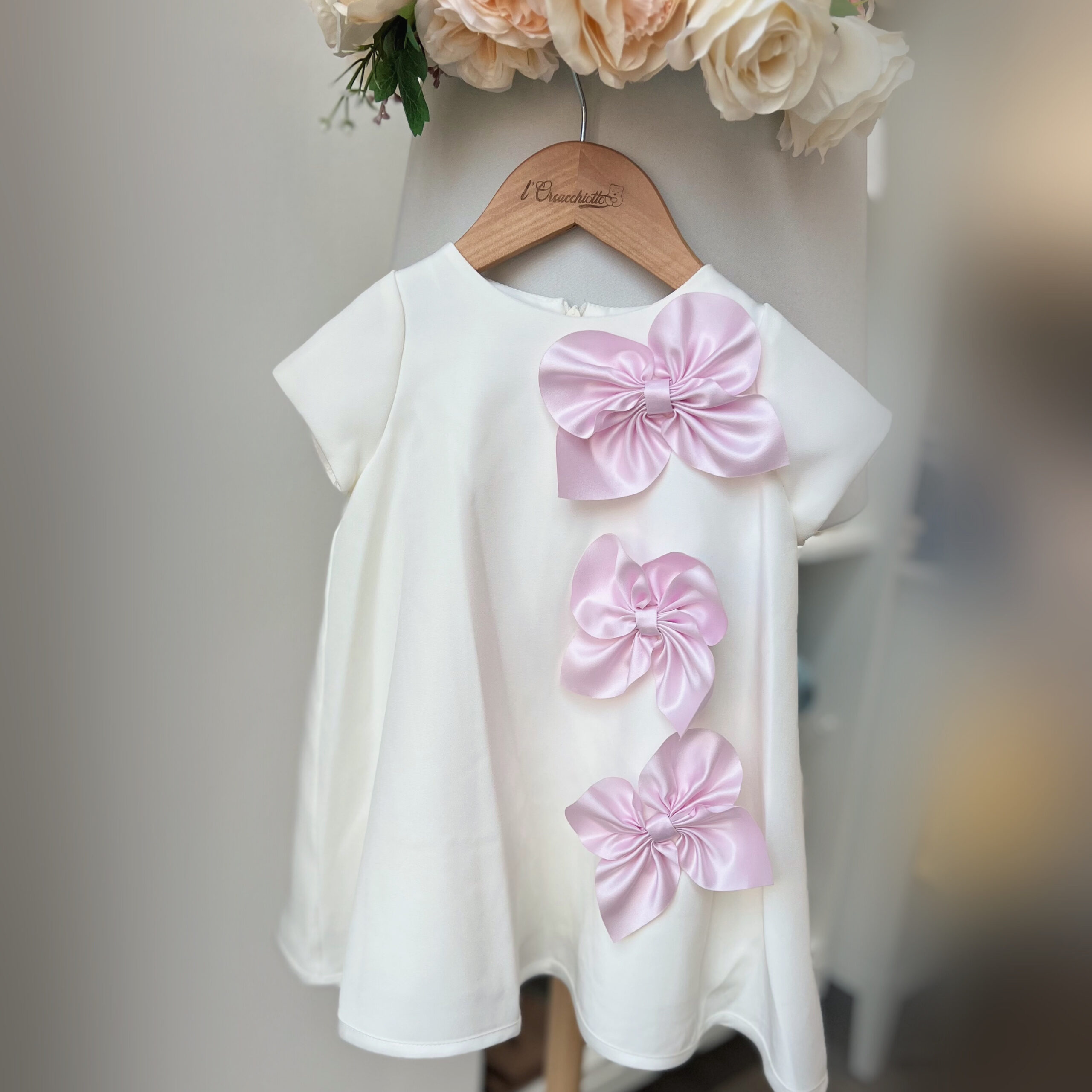 Abito bimba in Cady con fiocchi rosa | 5220 | PR