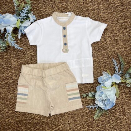 Completo bimbo con Pant.corto in lino e maglia | Estivo | 3G689 | MB