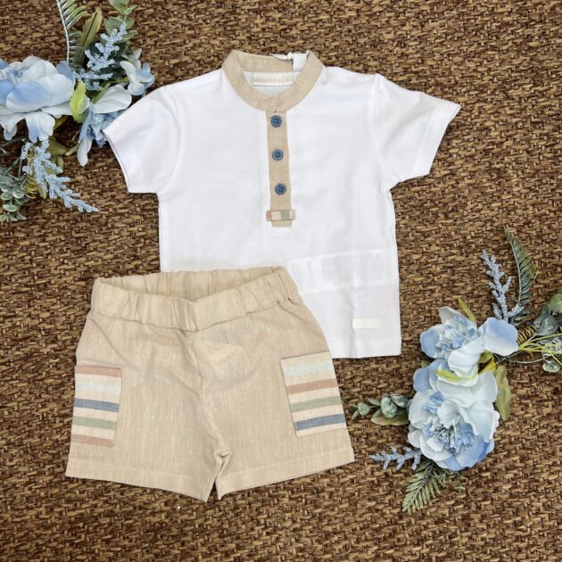Completo bimbo con Pant.corto in lino e maglia | Estivo | 3G689 | MB