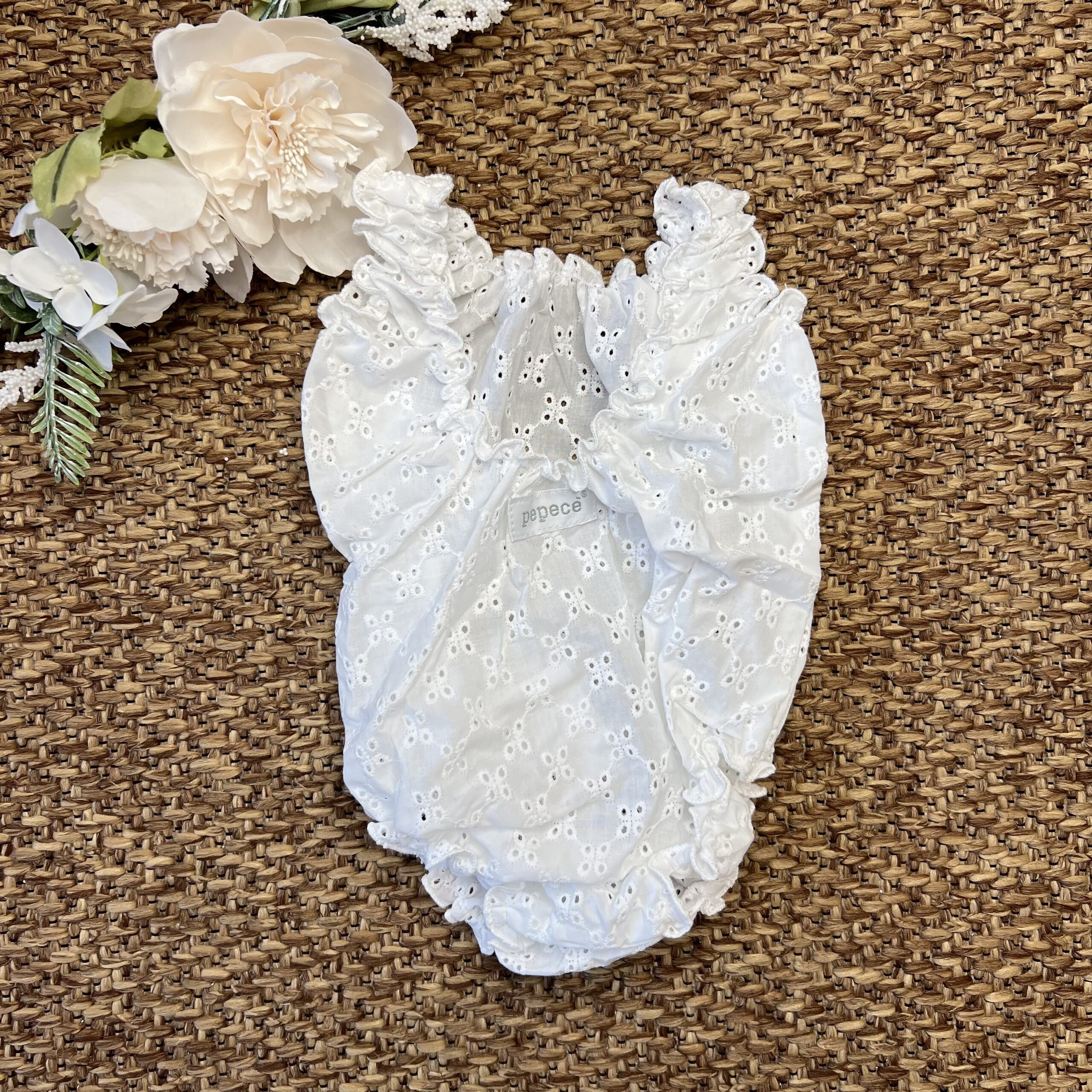 Costume intero bianco fiorellini | 61018 | PPC - immagine 2