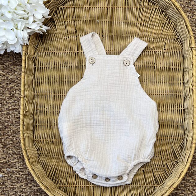Pagliaccetto neonato in mussola beige | Estivo | 32527 | CL