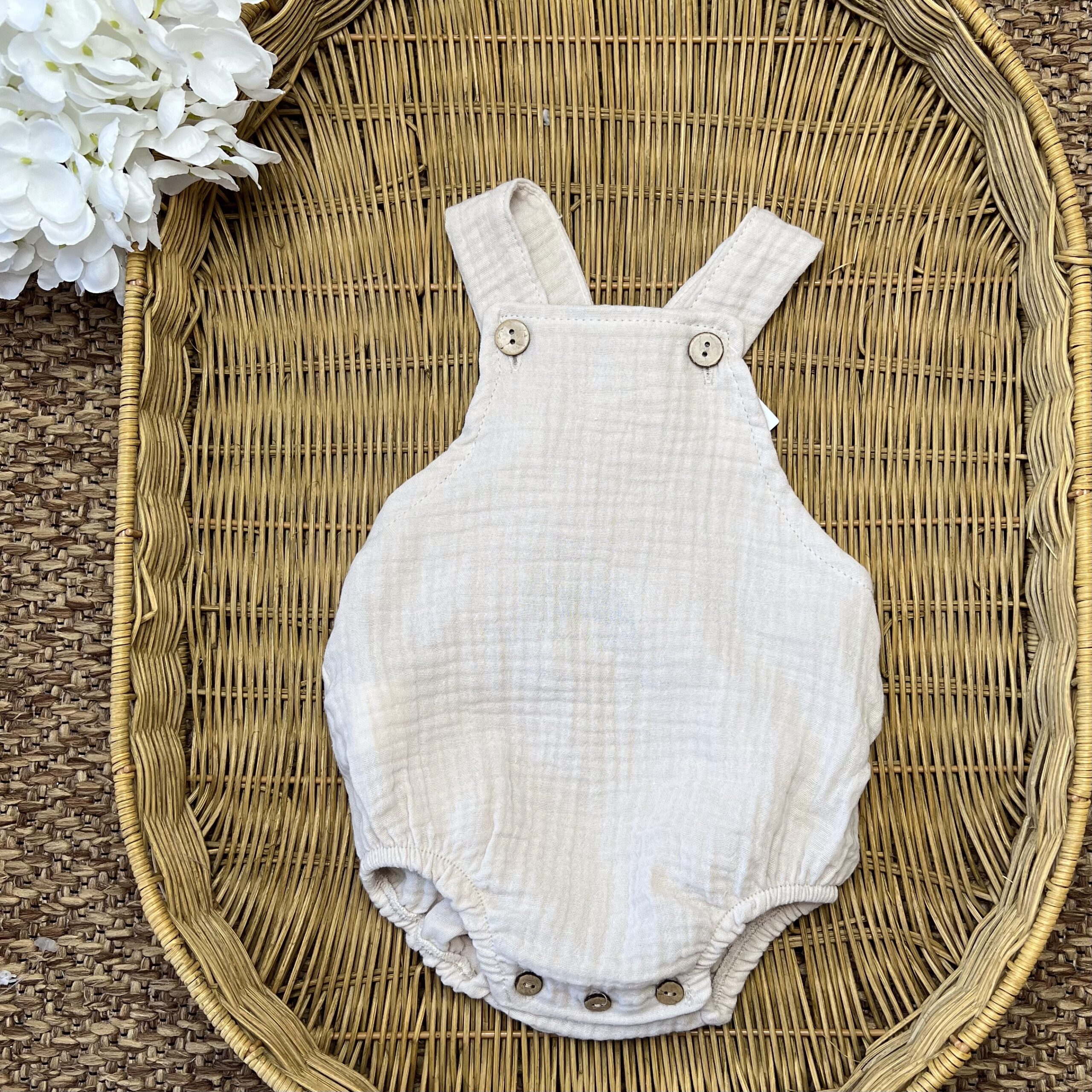 Pagliaccetto neonato in mussola beige | Estivo | 32527 | CL