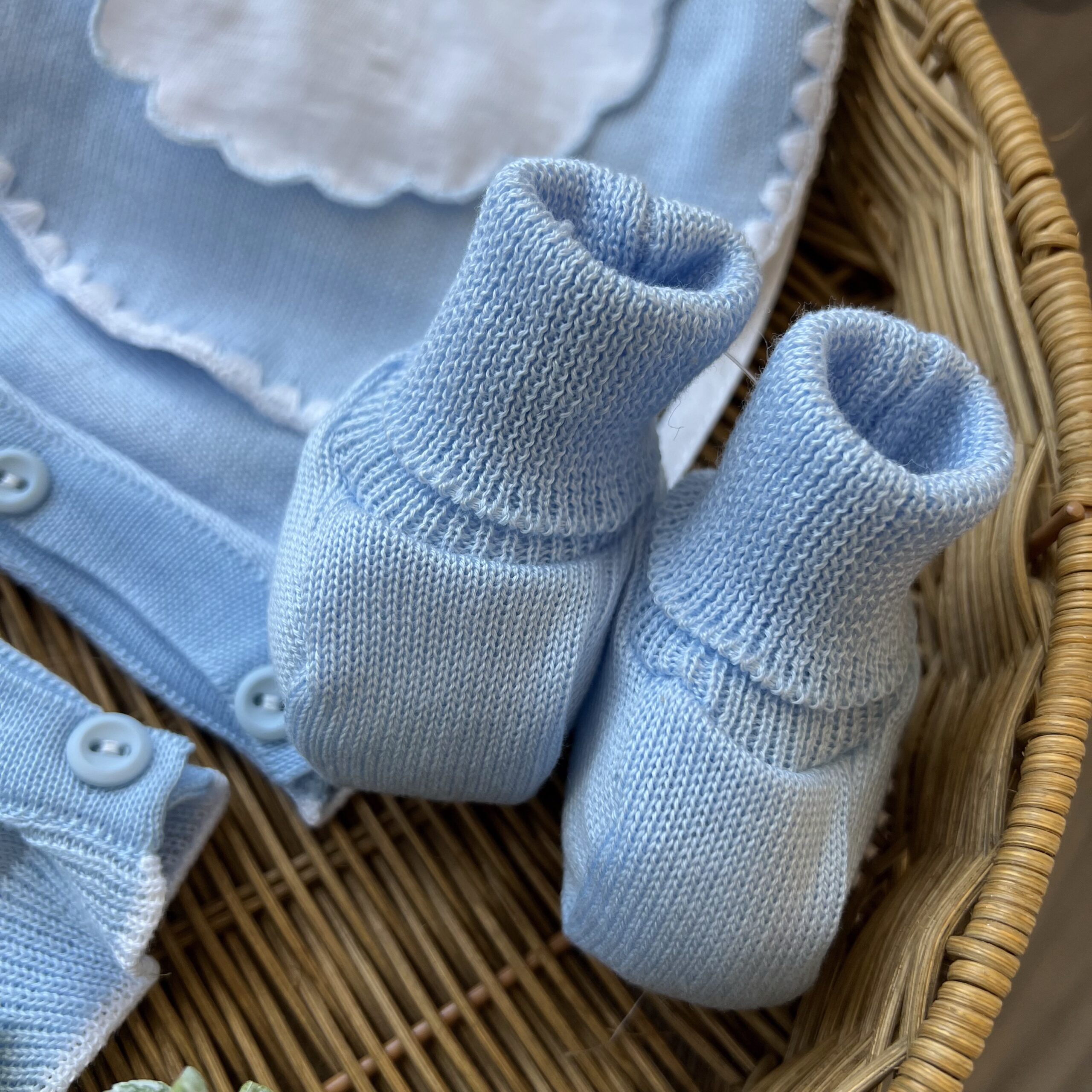 Coordinato neonato tutina celeste 5pz con nido d'ape e fiocchetto | Estivo | 3080S | PL - immagine 3