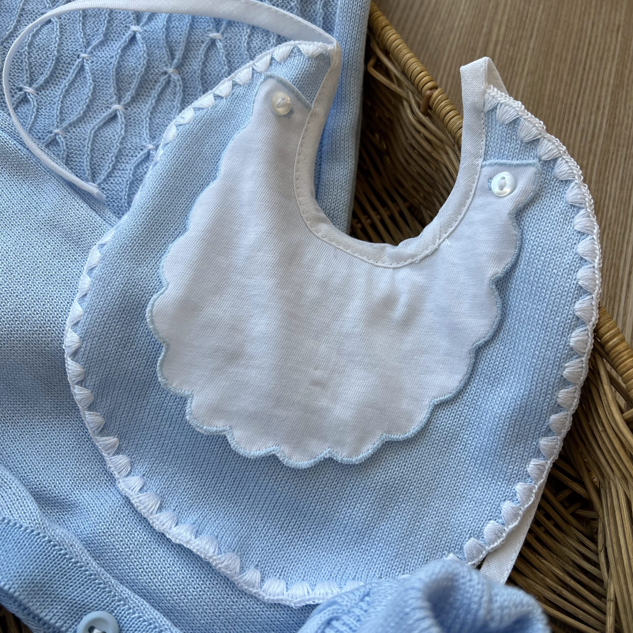Coordinato neonato tutina celeste 5pz con nido d'ape e fiocchetto | Estivo | 3080S | PL - immagine 4
