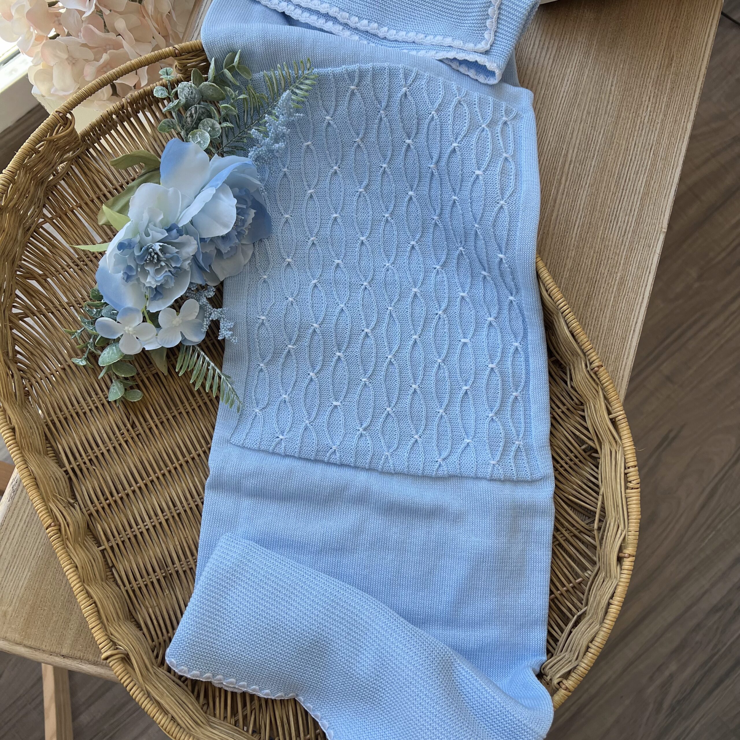 Coordinato neonato tutina celeste 5pz con nido d'ape e fiocchetto | Estivo | 3080S | PL - immagine 2