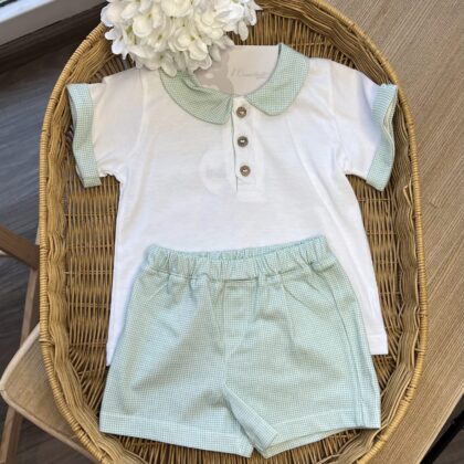 Completo bimbo con Pant.corto in verde e maglia | Estivo | 43224 | BBD