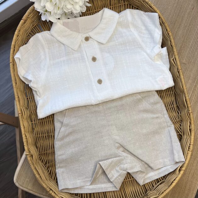 Completo bimbo con Pant.corto in lino e camicia | Estivo | 40425 | BBD
