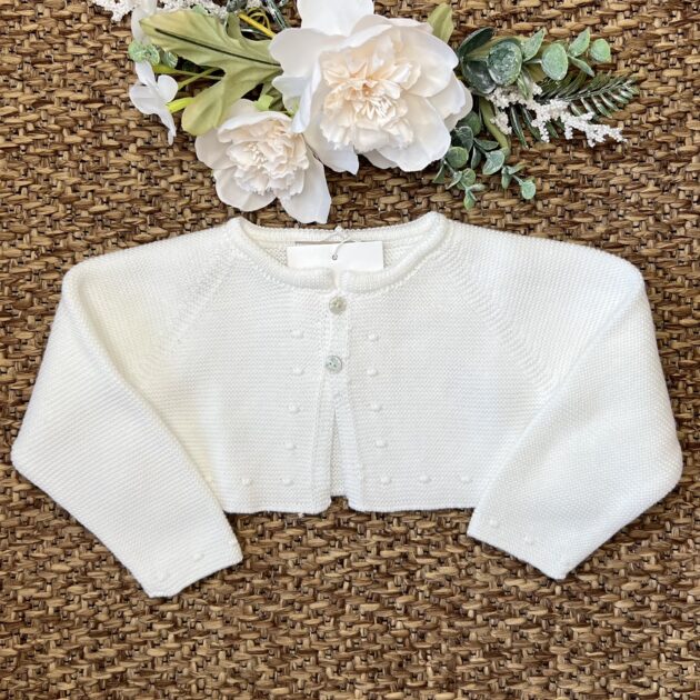 Cardigan bimba corto panna | Filo di cotone | 001-123250 | PZ