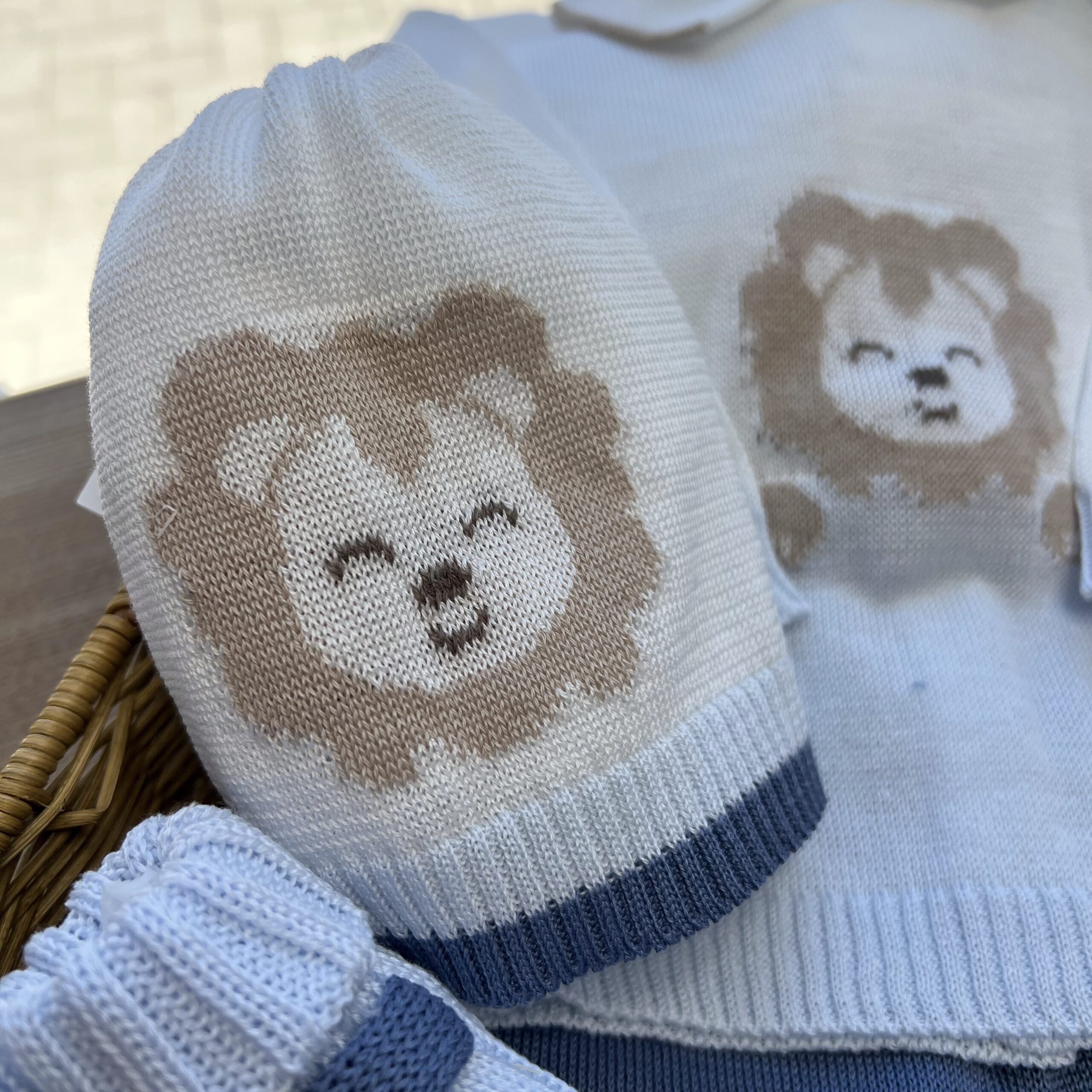 Coordinato nascita neonato celeste con leoncino, completo 2pz | 6pz | Filo di cotone | 3603.1S | PD - immagine 5