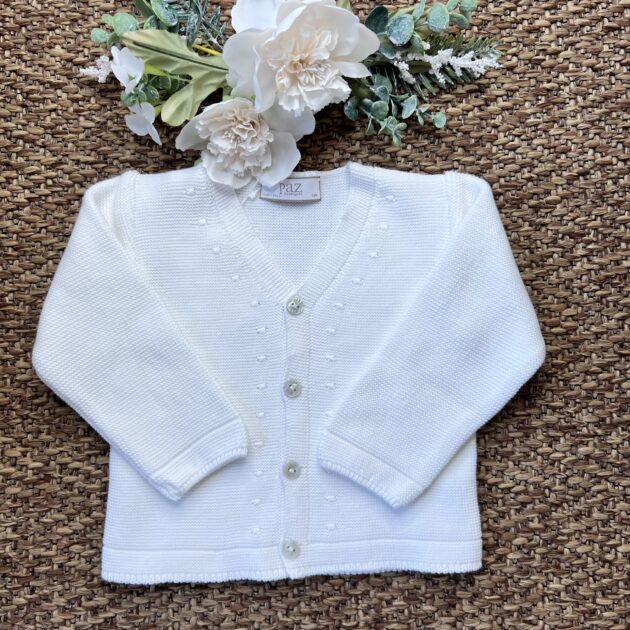 Cardigan bimbo bianco scollo a V | Filo di cotone | 001-121852 | PZ