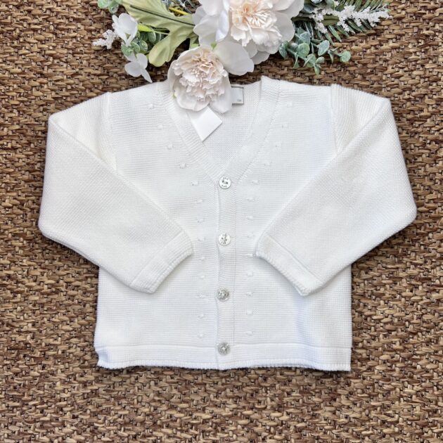 Cardigan bimbo panna scollo a V | Filo di cotone | 001-121852 | PZ