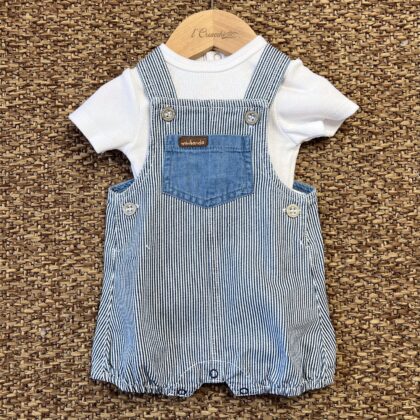 Salopette corta a righe bianche e blu con maglia m/c | 3G615 | MB