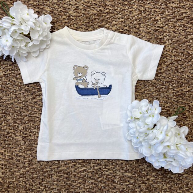 T-Shirt bimbo m/c con orsetti in barca | 3G616 | MB