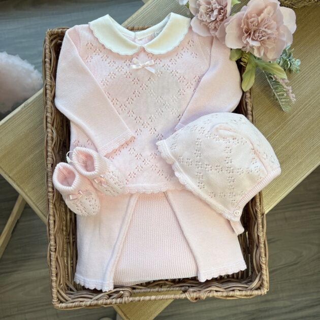 Set Nascita bimba rosa 3Pz con cuffietta | DK256 | DK