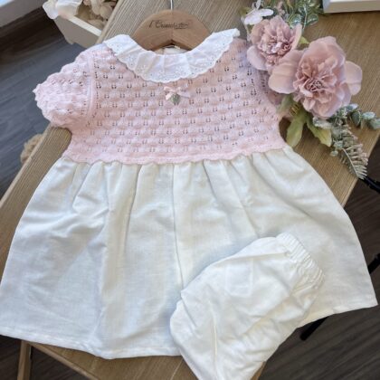 Abito bimba con maglia in rosa e gonna in lino | DK135 | DK