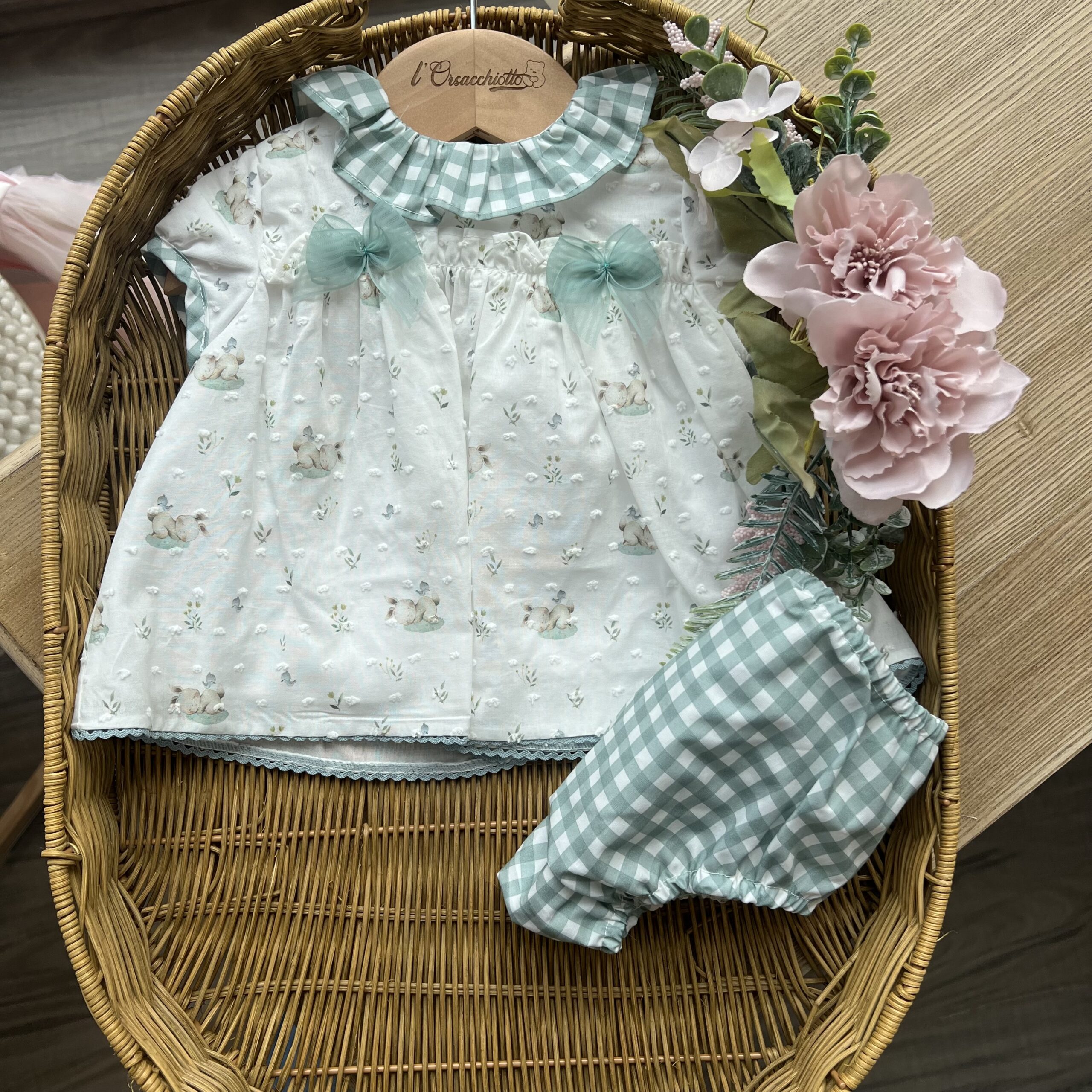 Completo bimba verde con coniglietti con coulotte | 0046 | YD - immagine 2