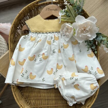 Completo bimba in cotone con galline | 0043 | YD