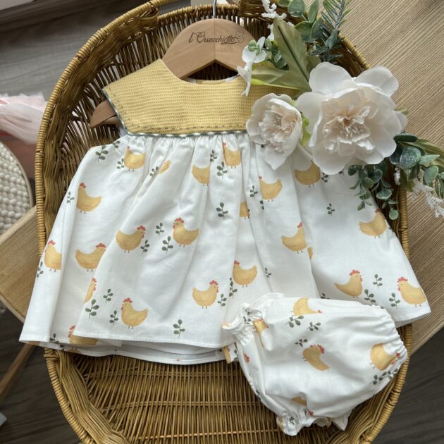 Completo bimba in cotone con galline | 0043 | YD