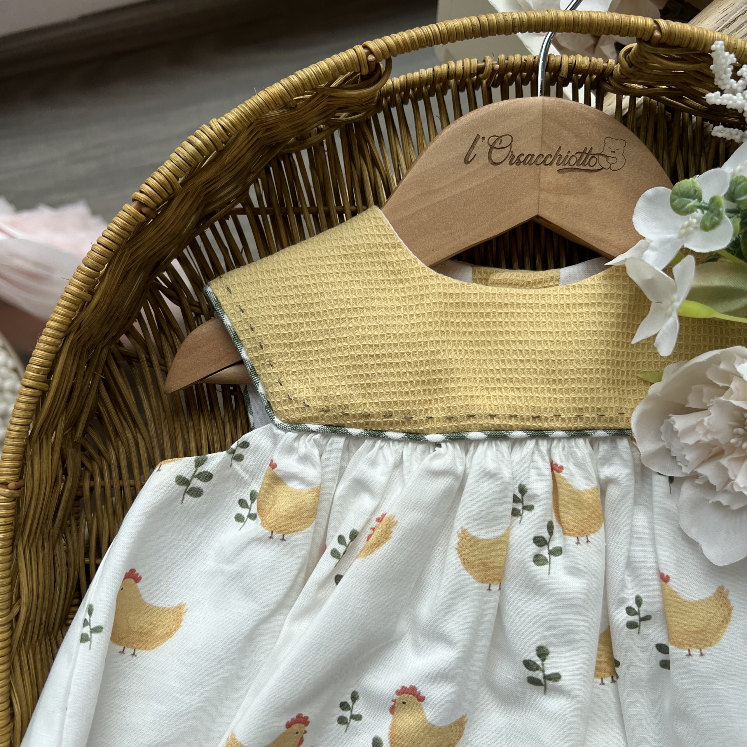 Completo bimba in cotone con galline | 0043 | YD - immagine 2