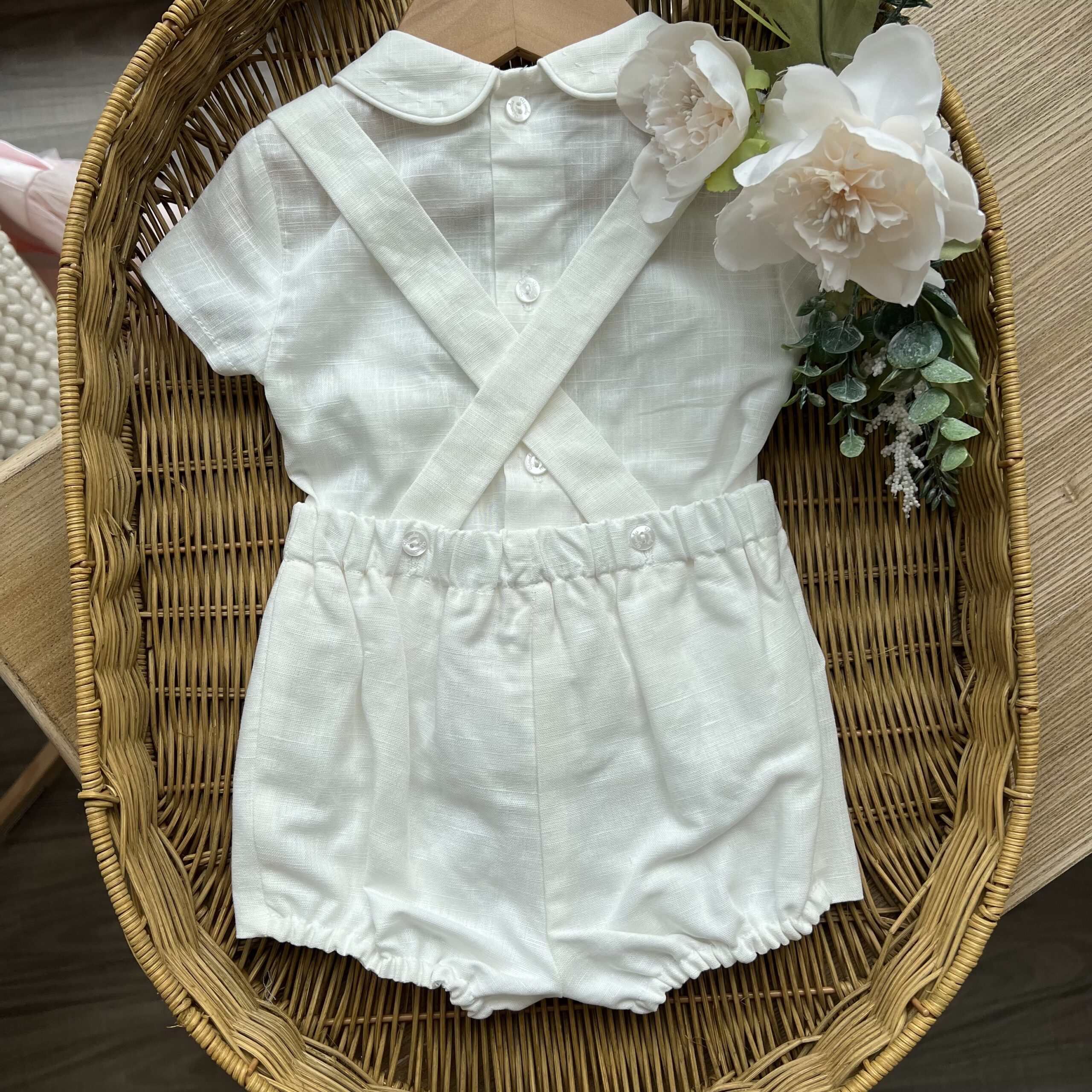 Completo bimbo panna con bretelle e camicia | 0010 | YD - immagine 3