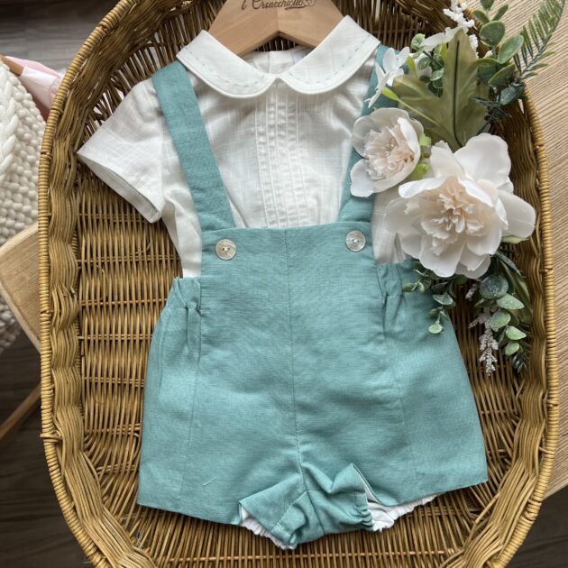 Completo bimbo verde con bretelle camicia | 0010 | YD