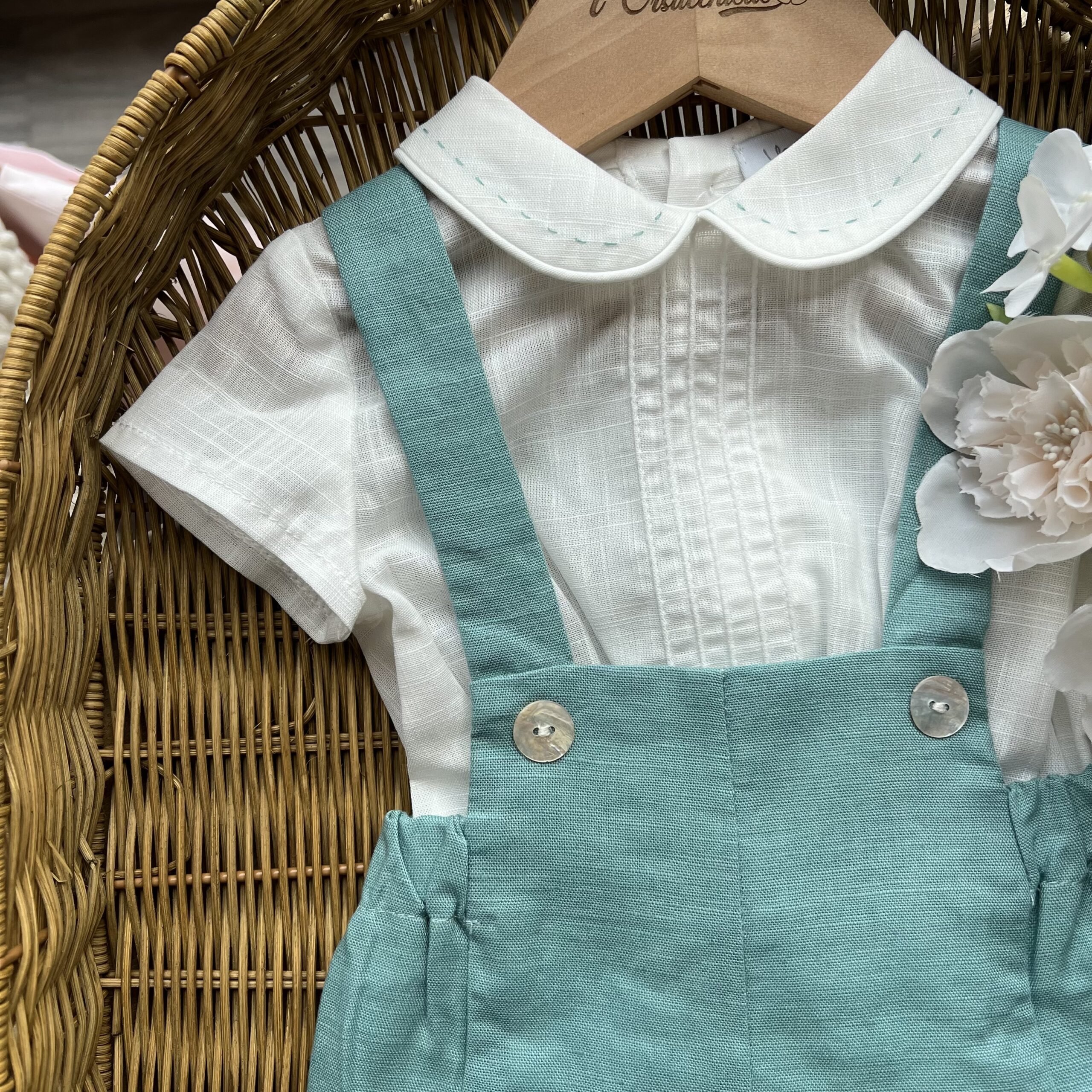 Completo bimbo verde con bretelle camicia | 0010 | YD - immagine 2