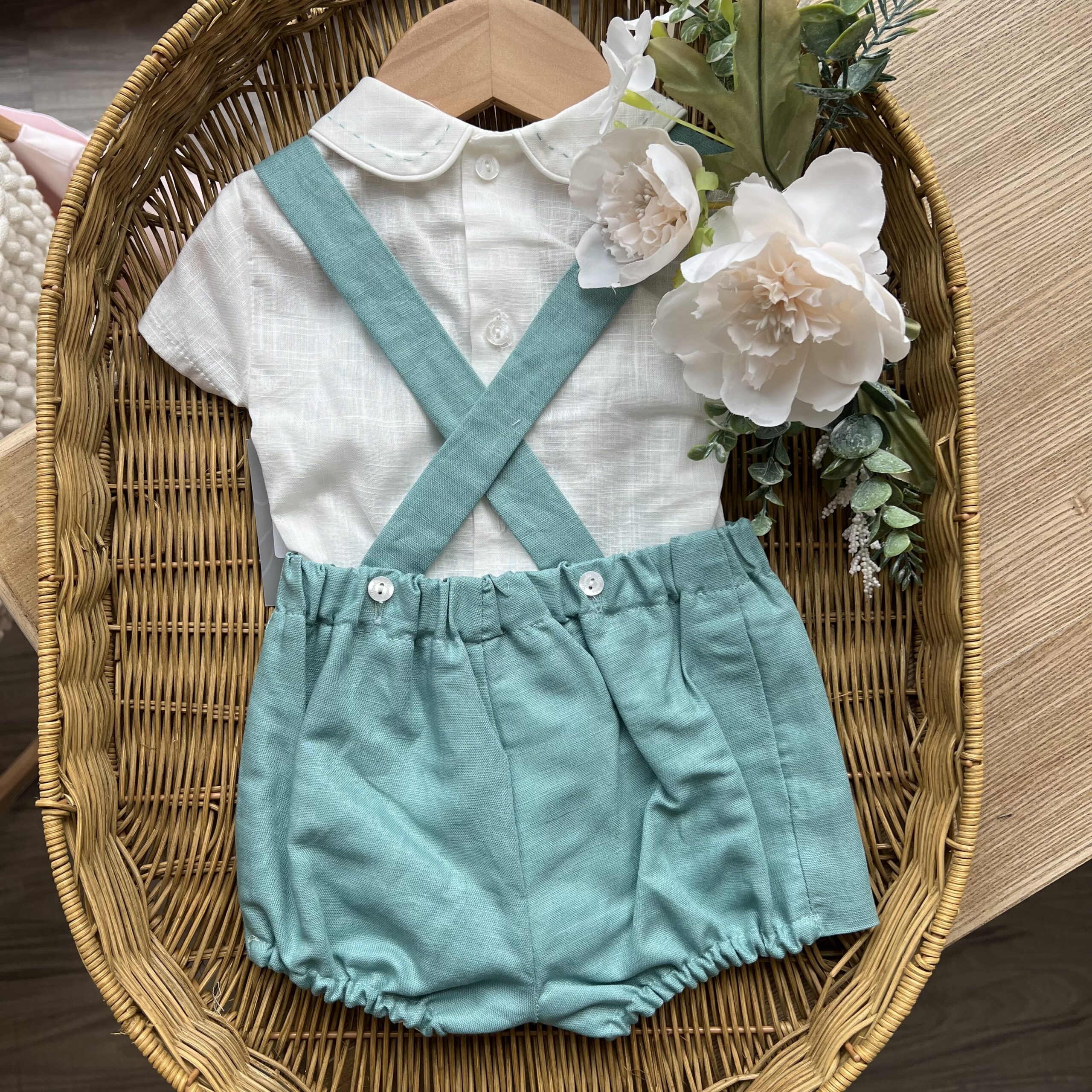 Completo bimbo verde con bretelle camicia | 0010 | YD - immagine 3