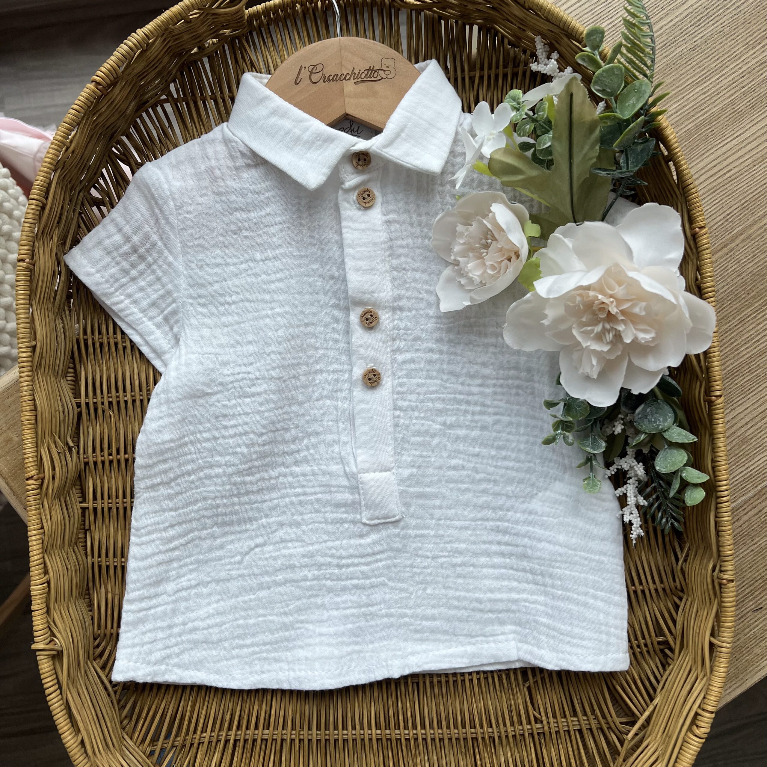 Camicia bimbo bianca in mussola | 3989 | YD - immagine 2