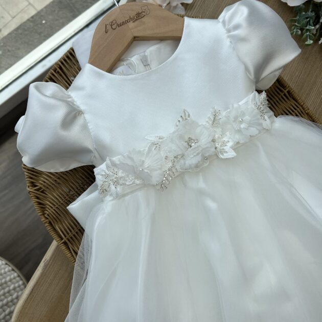 Abito Battesimo bimba con fiori e strass | 26B9 | IM