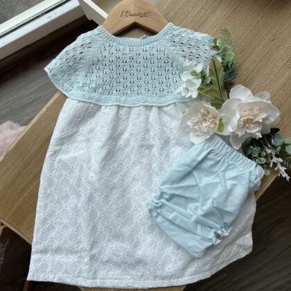 Abito bimba in maglia celeste e tessuto | 0128 | MI
