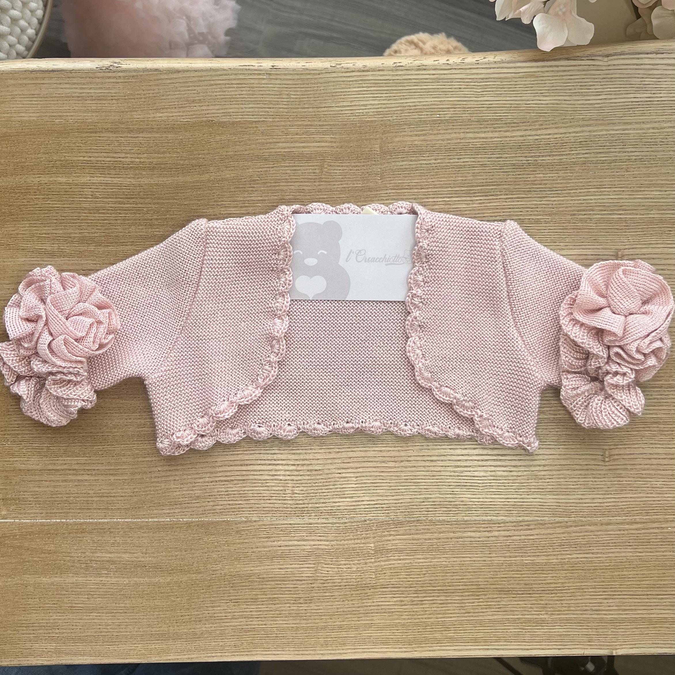Cardigan elegante in cotone con rosa | 702 | MML - immagine 4